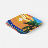 Hübscher tropischer Palmenbaum und Sonnenuntergang Pappteller (Gewinkelt)