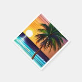 Hübscher tropischer Palmenbaum und Sonnenuntergang Serviette (Ecke)