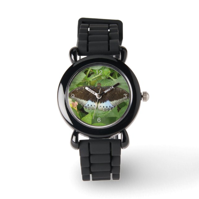 Hübscher Tropischer Schmetterling-Glitzer Uhrennum Armbanduhr (Vorderseite)