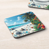 Hübscher tropischer Strand Getränkeuntersetzer (Linke Seite)
