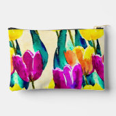 Hübscher Tulpengarten Gelb Beige Zubehörtasche (Rückseite)