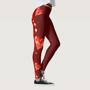 Hübscher Valentinstag IHRER TEXT im roten Herzen Leggings