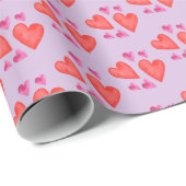 Hübscher Valentinstag Lila Wasserfarbenherzen Geschenkpapier (Rolleneckpunkt)