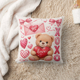 Hübscher Valentinstag-Teddybär-Dekokissen Kissen