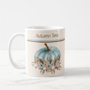 Hübscher Vintage-Blauer Herbst-Karierter Blumen-Kü Kaffeetasse