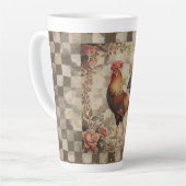 Hübscher Vintage-Hahn, Blumenmuster, Karierter Hin Milchtasse (Linke Ecke)