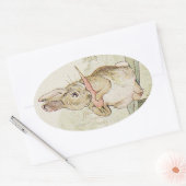 HÜBSCHER VINTAGE-HASE, ANTIKE HASENSTICKER OVALER AUFKLEBER (Umschlag)