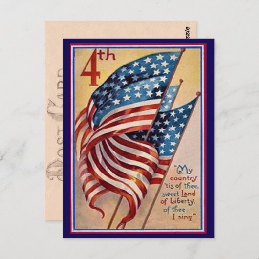 Hübscher Vintager Amerikanische Unabhängigkeitstag Postkarte (Vorne/Hinten)