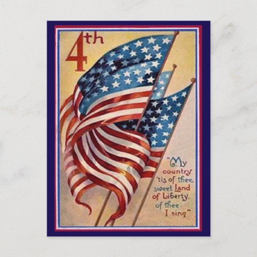 Hübscher Vintager Amerikanische Unabhängigkeitstag Postkarte (Vorderseite)