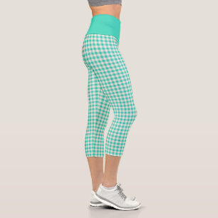 Hübscher Vintager Bauernhof Gingham Pattern Capri Leggings