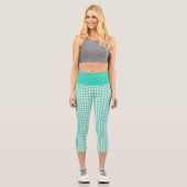 Hübscher Vintager Bauernhof Gingham Pattern Capri Leggings (Vorderseite)