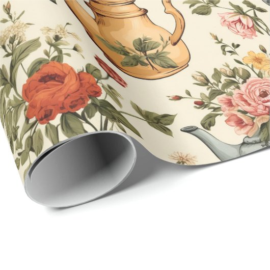 Hübscher Vintager Blumentee für sie Geschenkpapier (Rolleneckpunkt)