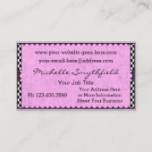 Hübscher Vintager Checkered rosa Fan Girly Visitenkarte (Rückseite)