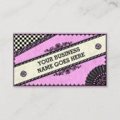 Hübscher Vintager Checkered rosa Fan Girly Visitenkarte (Vorderseite)