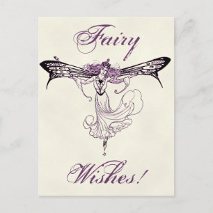 Hübscher Vintager Fairy Decal Postkarte