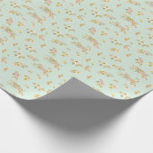 Hübscher Vintager grüner Blumenrosa Geschenkpapier (Ecke)