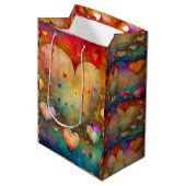 Hübscher Vintager Herztag Valentinstag Mittlere Geschenktüte (Vorderseite Schrägansicht)