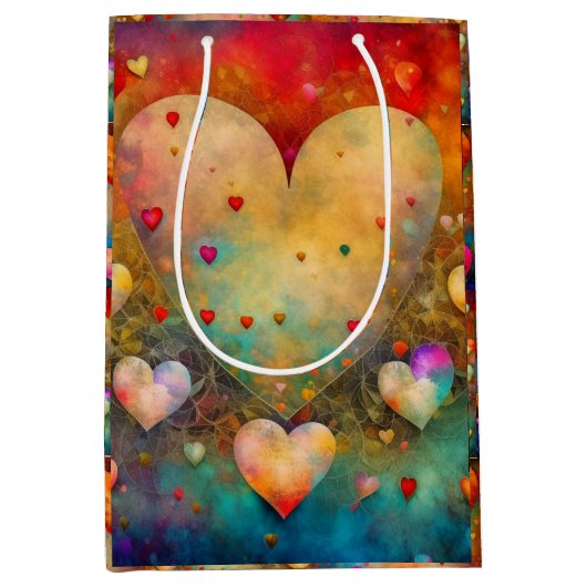 Hübscher Vintager Herztag Valentinstag Mittlere Geschenktüte (Vorderseite)