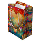 Hübscher Vintager Herztag Valentinstag Mittlere Geschenktüte (Rückseite Schrägansicht)