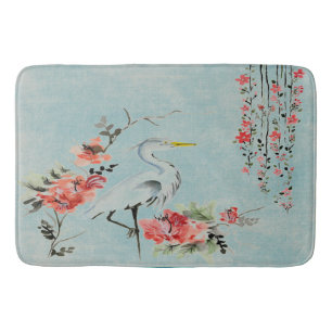 Hübscher Vintager Kran blaue Badezimmermatte Badematte