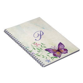 Hübscher Vintager Schmetterling Mit Monogramm Notizblock
