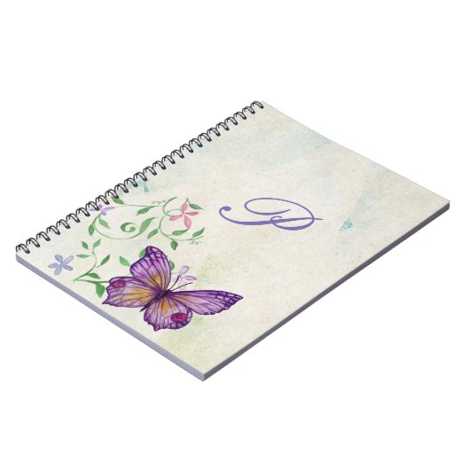 Hübscher Vintager Schmetterling Mit Monogramm Notizblock (Linke Seite)