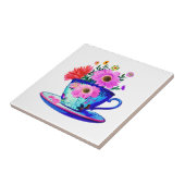 Hübscher Vintager Teacup mit rosa Blume Fliese (Seite)