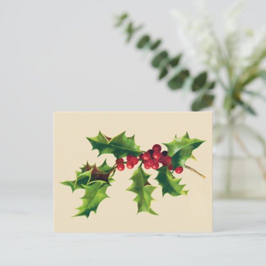 Hübscher Vintager Zweig Feiertagspostkarte (Stehend Vorderseite)