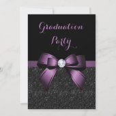 Hübscher Violet-Gem-Bow & Glitzer-Abschluss Einladung (Vorderseite)