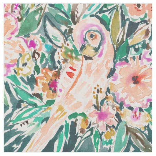 HÜBSCHER VOGEL BlumenpapageiWatercolor Stoff (Nahaufnahme)
