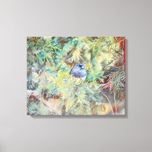 Hübscher Vogel in der Blues Fotokunstdruck Leinwanddruck