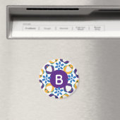 Hübscher Vögel und Blumen Kranz mit Monogramm Magnet (In Situ (Geschirrspüler))