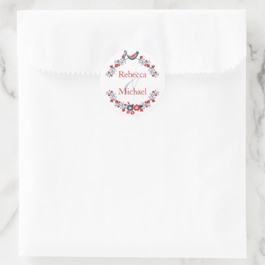 Hübscher Vogel- und Blumenaufkleber Runder Aufkleber (Tasche)
