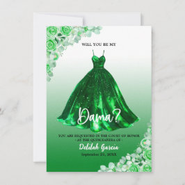 Hübscher Vorschlag von Green Quinceañera Dama Einladung