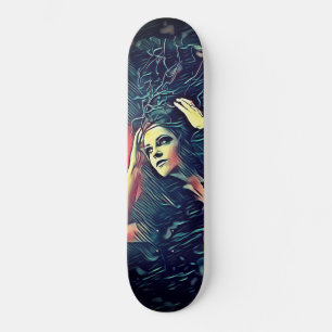 Hübscher Wald Hexerei Gothic Girl Schwarzer Orang Skateboard