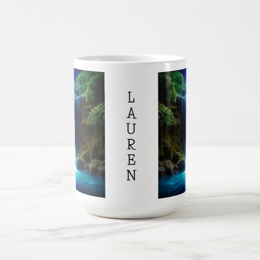 Hübscher Wasserfall bei nächtlicher Mystical Perso Kaffeetasse (Mittel)