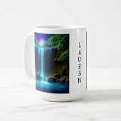 Hübscher Wasserfall bei nächtlicher Mystical Perso Kaffeetasse (Vorderseite Links)