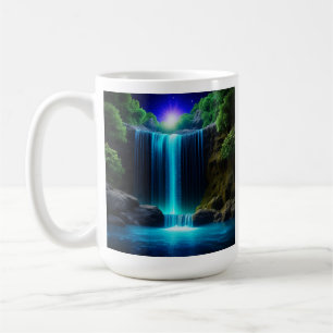 Hübscher Wasserfall bei nächtlicher Mystical Perso Kaffeetasse