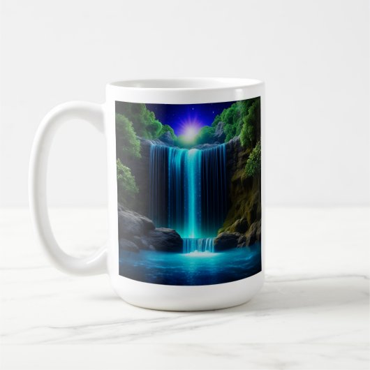 Hübscher Wasserfall bei nächtlicher Mystical Perso Kaffeetasse (Links)