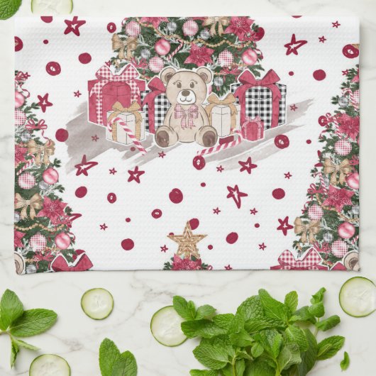 HÜBSCHER WASSERFARBENBAUM MIT TEDY-BÄREN GESCHIRRTUCH (Gefaltet)