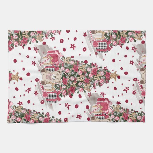 HÜBSCHER WASSERFARBENBAUM MIT TEDY-BÄREN GESCHIRRTUCH (Horizontal)