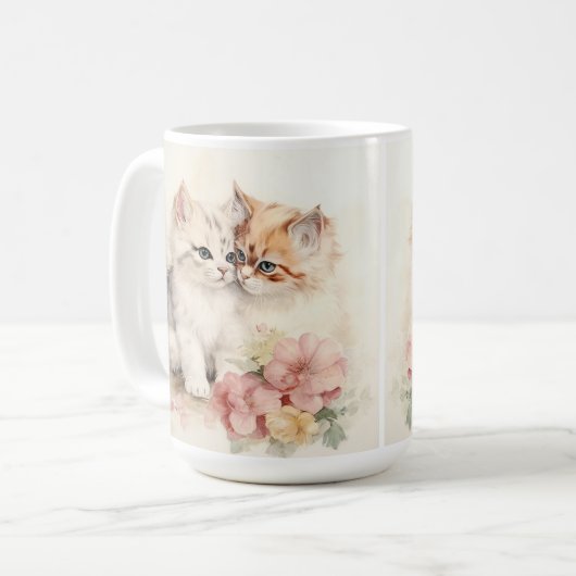 HÜBSCHER WASSERFARBFLÜFFY TABBY KITTEN KAFFEETASSE (Vorderseite Links)