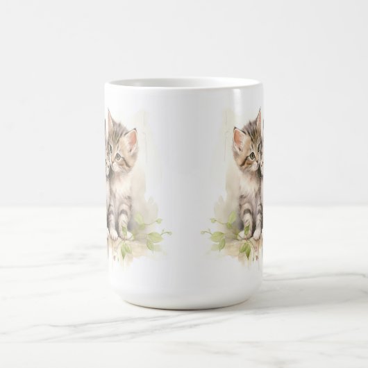 HÜBSCHER WASSERFARBFLÜFFY TABBY KITTEN KAFFEETASSE (Mittel)