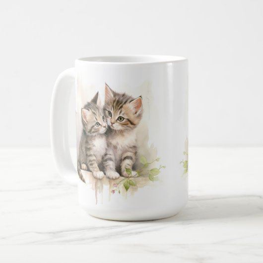 HÜBSCHER WASSERFARBFLÜFFY TABBY KITTEN KAFFEETASSE (Vorderseite Links)