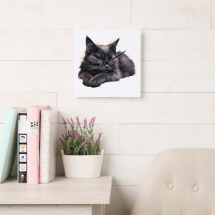 HÜBSCHER WASSERFARBSCHLAFFLUFFY QUADRATISCHE WANDUHR