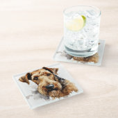 HÜBSCHER WASSERFARBSCHWARZ UND KLEINER KLIMAANSCHL GLASUNTERSETZER (Schrägansicht)