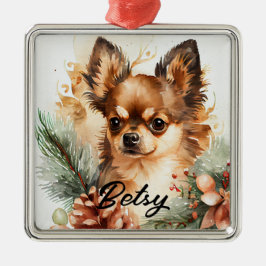 HÜBSCHER WATERCOLOR URLAUB CHIHUAHUA DOG ORNAMENT AUS METALL