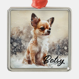 HÜBSCHER WATERCOLOR URLAUB CHIHUAHUA DOG ORNAMENT AUS METALL