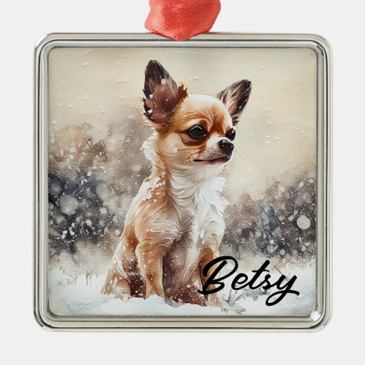 HÜBSCHER WATERCOLOR URLAUB CHIHUAHUA DOG ORNAMENT AUS METALL (Vorne)