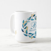 Hübscher WatercolorWreath - Monogramm Kaffeetasse (Vorderseite Links)